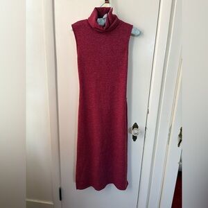 Cerise red sleeveless knit cowl dress